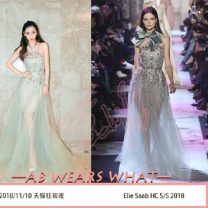 鞋子@stuart_weitzman angelababy身着elie saab 2018春夏高级定制